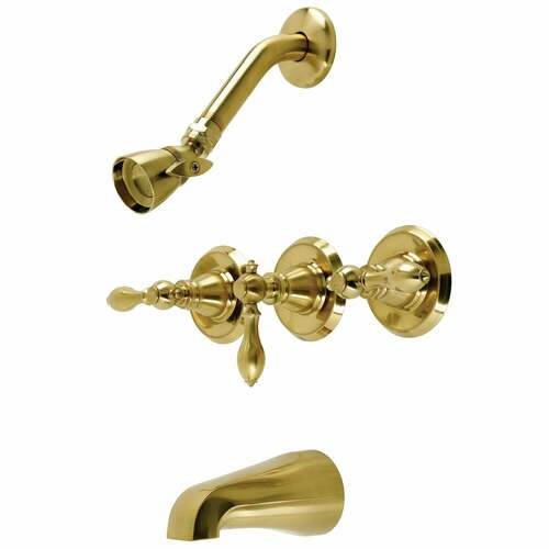 Kingston Brass KB237ACL American Classic Triple-Handle Tub Shower Faucet, Brushed Brass