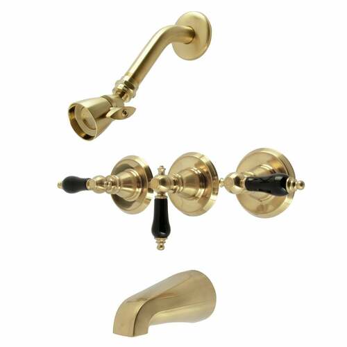 Kingston Brass KB237AKL Duchess Triple-Handle Tub Shower Faucet, Brushed Brass