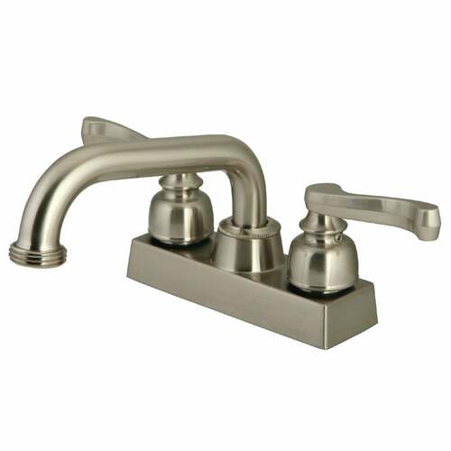 Kingston Brass KB2478FL Brushed Nickel Double-Handle 2-Hole Deck Mount Laundry Faucet