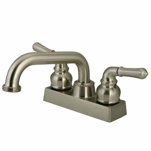 Kingston Brass KB2478NML Brushed Nickel Double-Handle 2-Hole Deck Mount Laundry Faucet