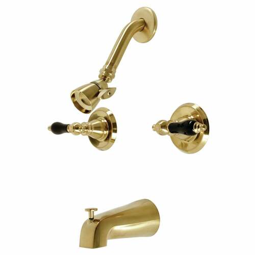 Kingston Brass KB247AKL Duchess Double-Handle Tub Shower Faucet, Brushed Brass