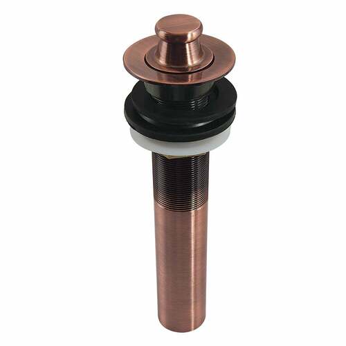 Kingston Brass KB300AC Antique Copper Lift Turn Sink Drain with Overflow, 17 Gauge