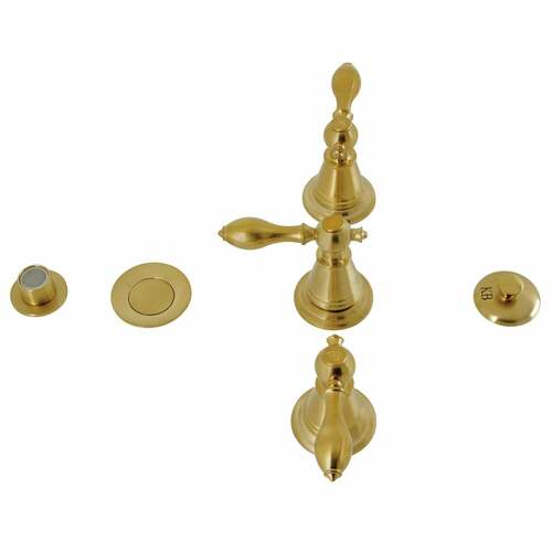 Kingston Brass KB327AL Victorian Three-Handle Bidet Faucet with Brass Pop-Up, Brushed Brass
