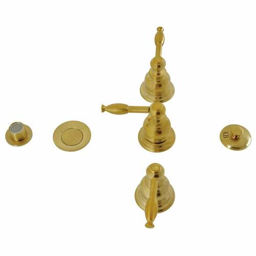 Kingston Brass KB327KL Knight Three-Handle Bidet Faucet with Brass Pop-Up, Brushed Brass Finish