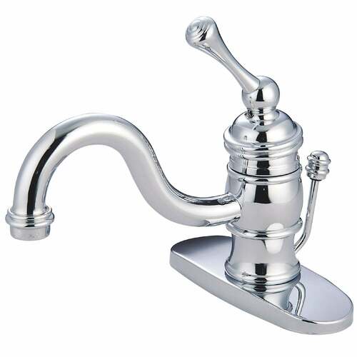 Kingston Brass KB3401BL Victorian One-Handle Bathroom Faucet with Deck Plate, Polished Chrome