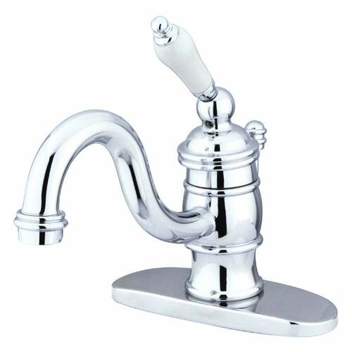 Kingston Brass KB3401PL Victorian Single-Hole Bathroom Faucet with Deck Plate, Polished Chrome