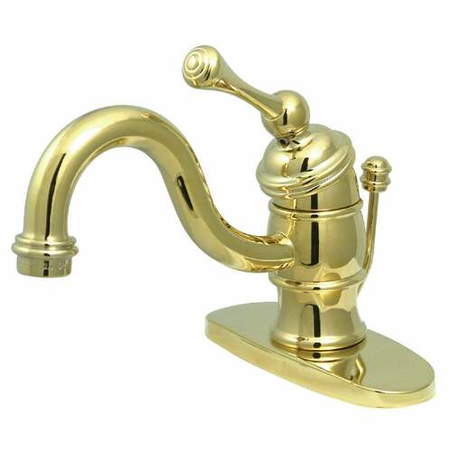 Kingston Brass KB3402BL Victorian One-Handle Bathroom Faucet with Deck Plate Pop-Up Drain, Brass