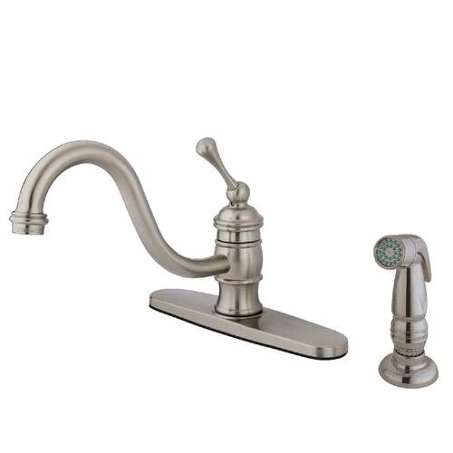 Kingston Brass KB3578BLSP Brushed Nickel Single-Handle Kitchen Faucet with Side Sprayer