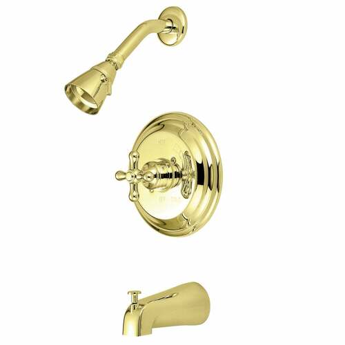 Kingston Brass KB3632AX Restoration Single-Handle Pressure Balanced Tub Shower Faucet, Polished Brass