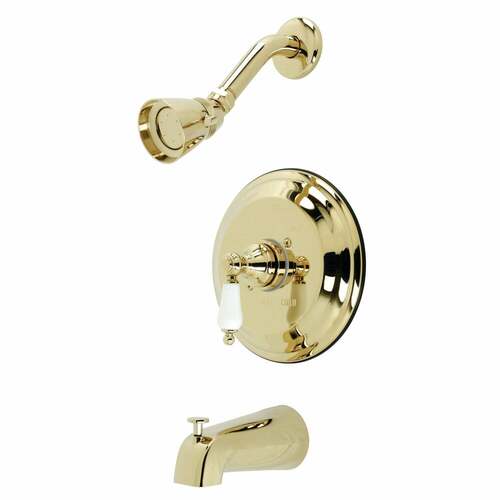 Kingston Brass KB3632PL Restoration Single-Handle Pressure Balanced Tub Shower Faucet, Polished Brass
