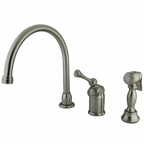 Kingston Brass KB3818BLBS Georgian Single-Handle Widespread Kitchen Faucet with Brass Sprayer, Nickel