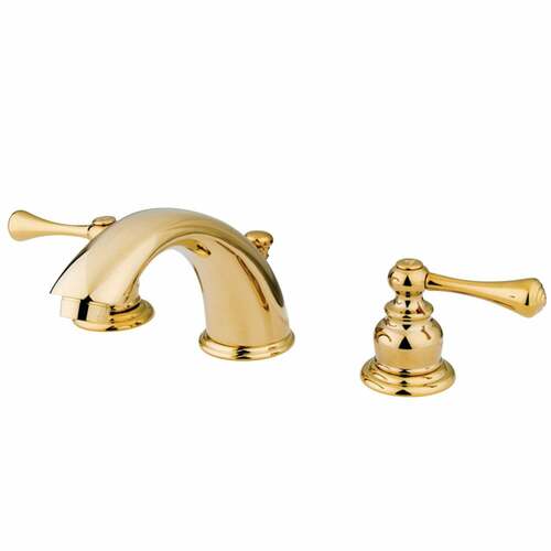Kingston Brass KB3972BL Vintage Widespread Bathroom Faucet with Pop-Up Drain, Polished Brass