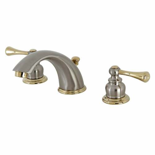 Kingston Brass KB3979BL Vintage Widespread Bathroom Faucet, Pop-Up Drain, Brushed Nickel/Brass