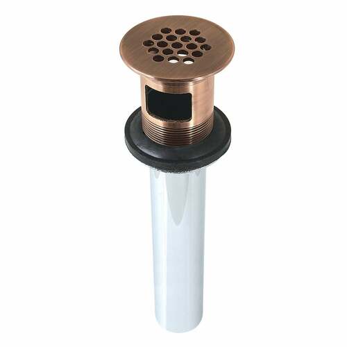 Kingston Brass KB500AC Antique Copper Grid Drain with Overflow