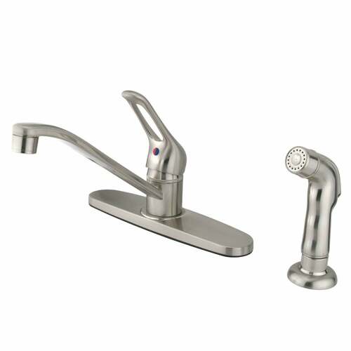 Kingston Brass KB562SNSP Wyndham Brushed Nickel Single-Handle Kitchen Faucet with Side Sprayer
