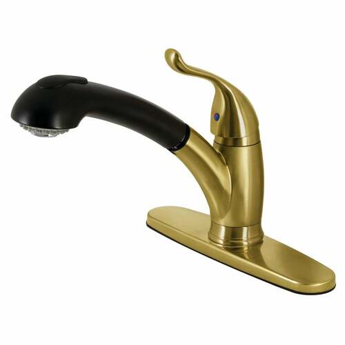 Kingston Brass KB5707YL Yosemite Brushed Brass Single-Handle Pull-Out Kitchen Faucet