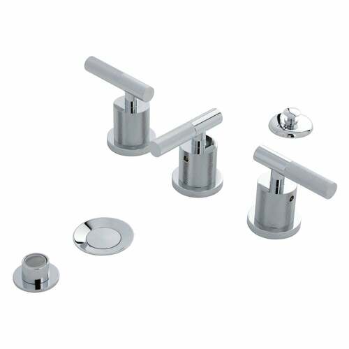 Kingston Brass KB6321KNL Convergent Three-Handle Bidet Faucet, Knurled Handle, Polished Chrome