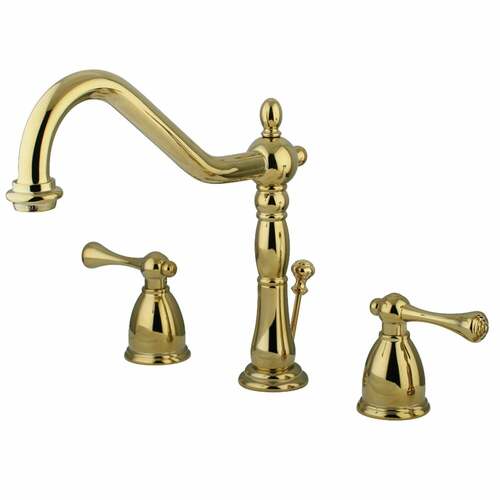 Kingston Brass KB7972BL English Vintage Widespread Bathroom Faucet with Brass Pop-Up, Polished Brass