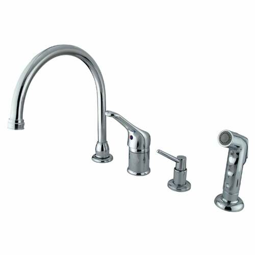 Kingston Brass KB811K1 Wyndham Single-Handle Widespread Kitchen Faucet with Sprayer Soap Dispenser
