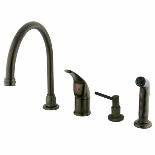 Kingston Brass KB825K5 Chatham Single-Handle Widespread Kitchen Faucet with Sprayer Soap Dispenser