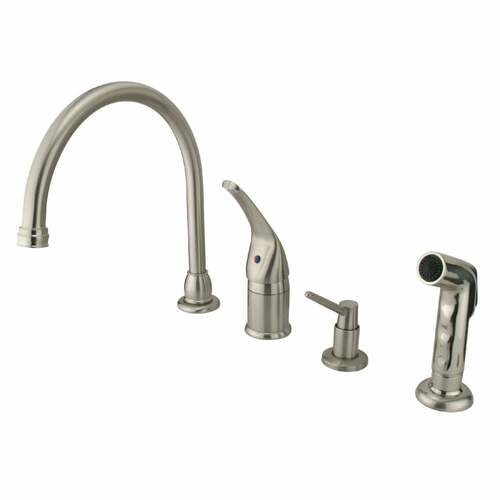 Kingston Brass KB828K8 Chatham Widespread Kitchen Faucet with Side Sprayer Soap Dispenser, Nickel