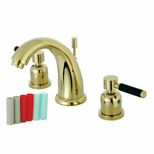 Kingston Brass KB8982DKL Kaiser Polished Brass Widespread Bathroom Faucet with Pop-Up Drain
