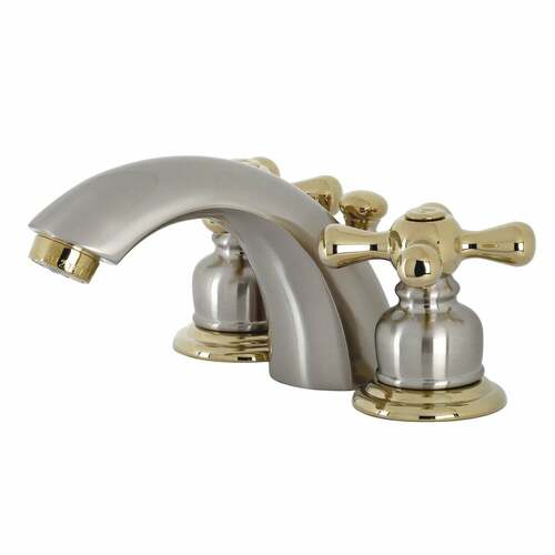 Kingston Brass KB949AX Victorian Mini Widespread Bathroom Faucet with Pop-Up Drain, Brushed Nickel/Brass