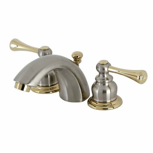 Kingston Brass KB949BL Vintage Mini Widespread Bathroom Faucet with Pop-Up Drain, Brushed Nickel/Brass