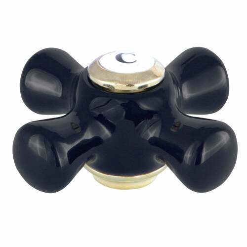 Kingston Brass KBH1602PKXC Duchess Porcelain Cross Handle (Cold), Polished Brass