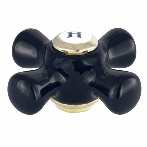 Kingston Brass KBH1602PKXH Duchess Porcelain Cross Handle (Hot), Polished Brass