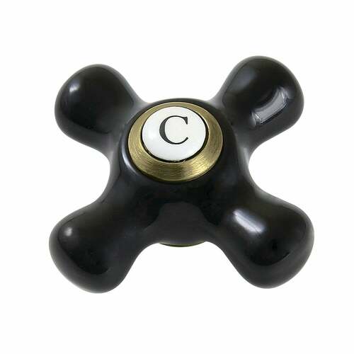 Kingston Brass KBH1603PKXC Duchess Antique Brass Porcelain Cross Handle (Cold Side)