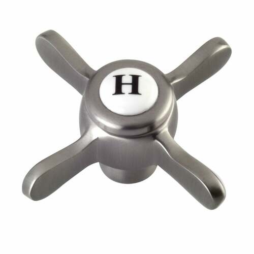 Kingston Brass KBH1608BEXH Essex Brass Cross Handle - Hot Side, Brushed Nickel