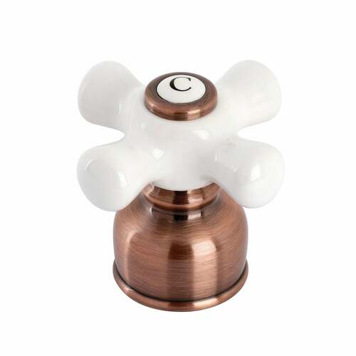 Kingston Brass KBH726PXC Antique Copper Porcelain Cross Handle (Cold Side)