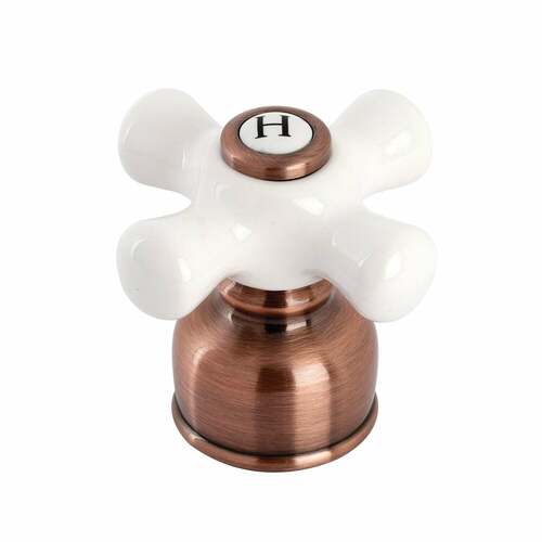 Kingston Brass KBH726PXH Antique Copper Porcelain Cross Handle (Hot Side)