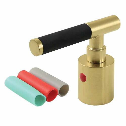 Kingston Brass KBH8667CKLH Kaiser Brushed Brass Lever Handle with Black Neoprene Sleeve (Hot Side)