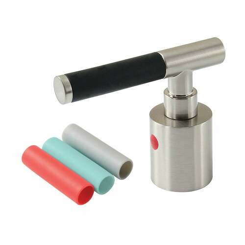 Kingston Brass KBH8668CKLH Kaiser Brushed Nickel Zinc Alloy Lever Handle with Black Neoprene Sleeve