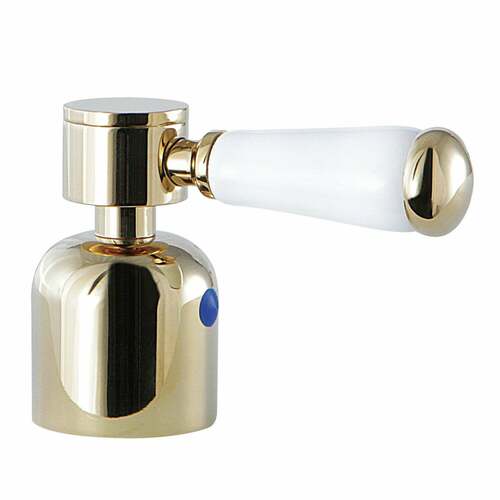 Kingston Brass KBH8962DPLC Paris Metal Porcelain Lever Handle (Cold Side), Polished Brass