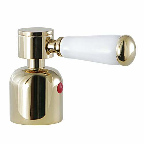 Kingston Brass KBH8962DPLH Paris Polished Brass Hot Side Lever Handle with Porcelain