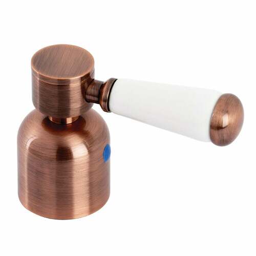 Kingston Brass KBH896DPLACC Paris Antique Copper Metal Cold Side Lever Handle with Porcelain