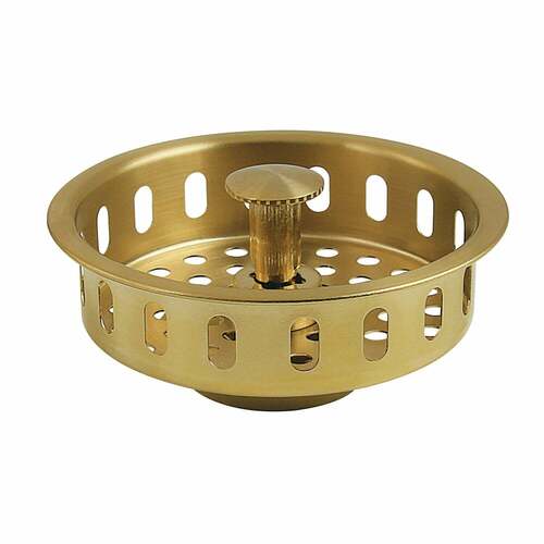 Kingston Brass KBP2007 Brushed Brass Kitchen Sink Basket Strainer, Made to Match