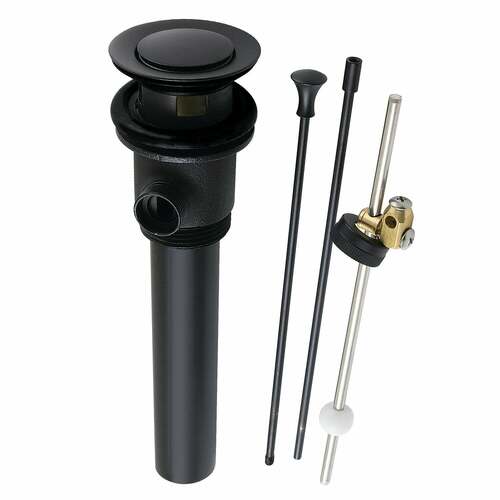 Kingston Brass KBT2120 Matte Black Brass Pop-Up Drain with Overflow Extra Long Rod, 22 Gauge