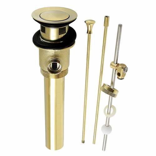 Kingston Brass KBT2122 Polished Brass Pop-Up Drain with Overflow Extra Long Rod, 22 Gauge