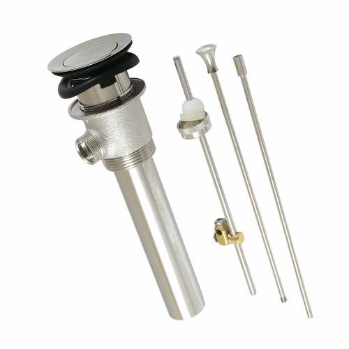 Kingston Brass KBT2126 Polished Nickel Brass Pop-Up Drain with Overflow Long Rod, 22 Gauge