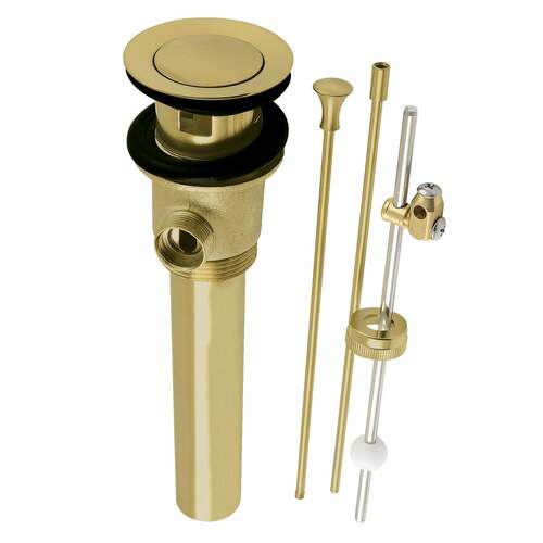 Kingston Brass KBT2127 Brushed Brass Pop-Up Drain with Overflow Extra Long Rod, 22 Gauge