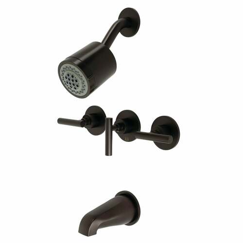 Kingston Brass KBX8135CML Manhattan Triple-Handle Tub Shower Faucet, Oil Rubbed Bronze