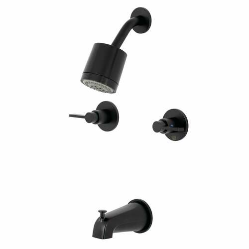 Kingston Brass KBX8140NDL NuvoFusion Matte Black Double-Handle Tub Shower Faucet