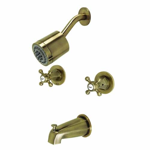 Kingston Brass KBX8143BX Metropolitan Antique Brass Double-Handle Tub Shower Faucet