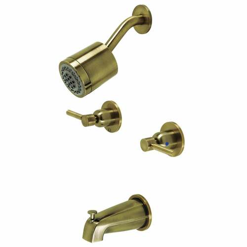 Kingston Brass KBX8143DL Concord Antique Brass Double-Handle Tub Shower Faucet