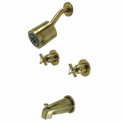 Kingston Brass KBX8143ZX Millennium Antique Brass Double-Handle Tub Shower Faucet