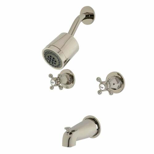 Kingston Brass KBX8146BX Metropolitan Double-Handle Tub Shower Faucet, Polished Nickel